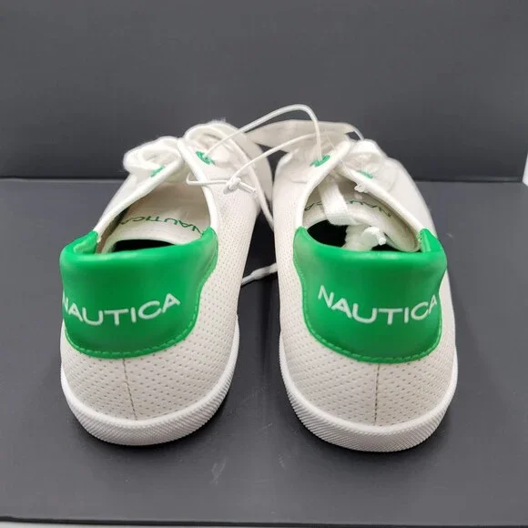 Nautica Shoes Womens Size 9 White Green Lanyard Perf Casual Sneakers Low Top New - Picture 2 of 11